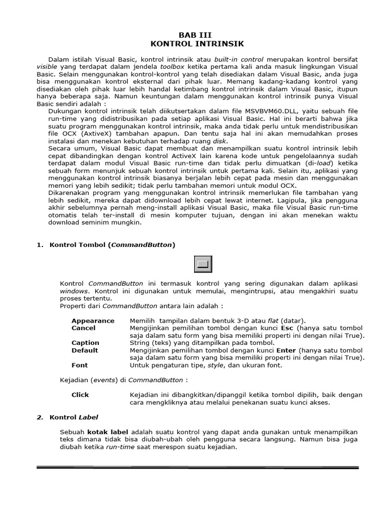 Kontrol Intrinsik dalam Visual Basic 6.0 | PDF