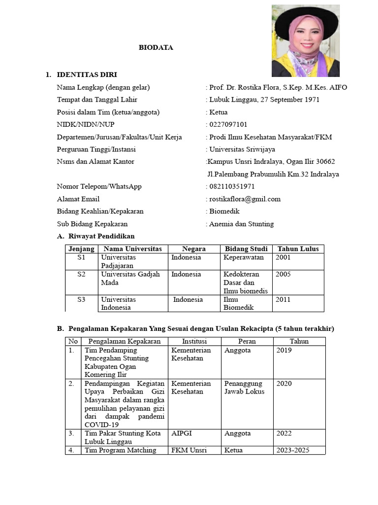 BIODATA PROF ROSTIKA, 2024 Yo Buk Buk Buk Di Rumah Mia | PDF ...