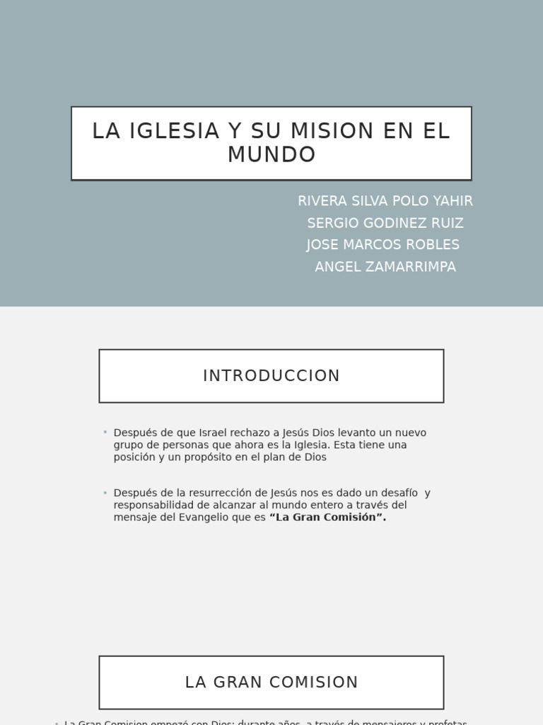 Copia de La Iglesia y Su Mision en El Mundo | PDF | Gran comisión ...