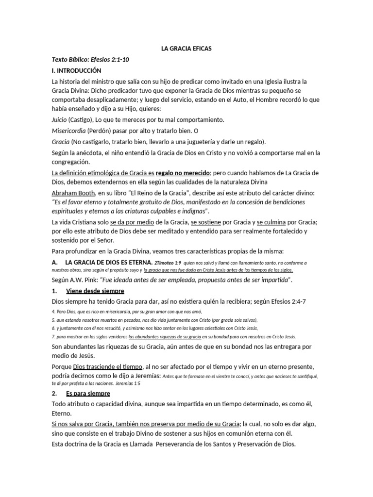 La Gracia de Dios: Doctrinas Esenciales | PDF | Gracia divina | Cristo ...