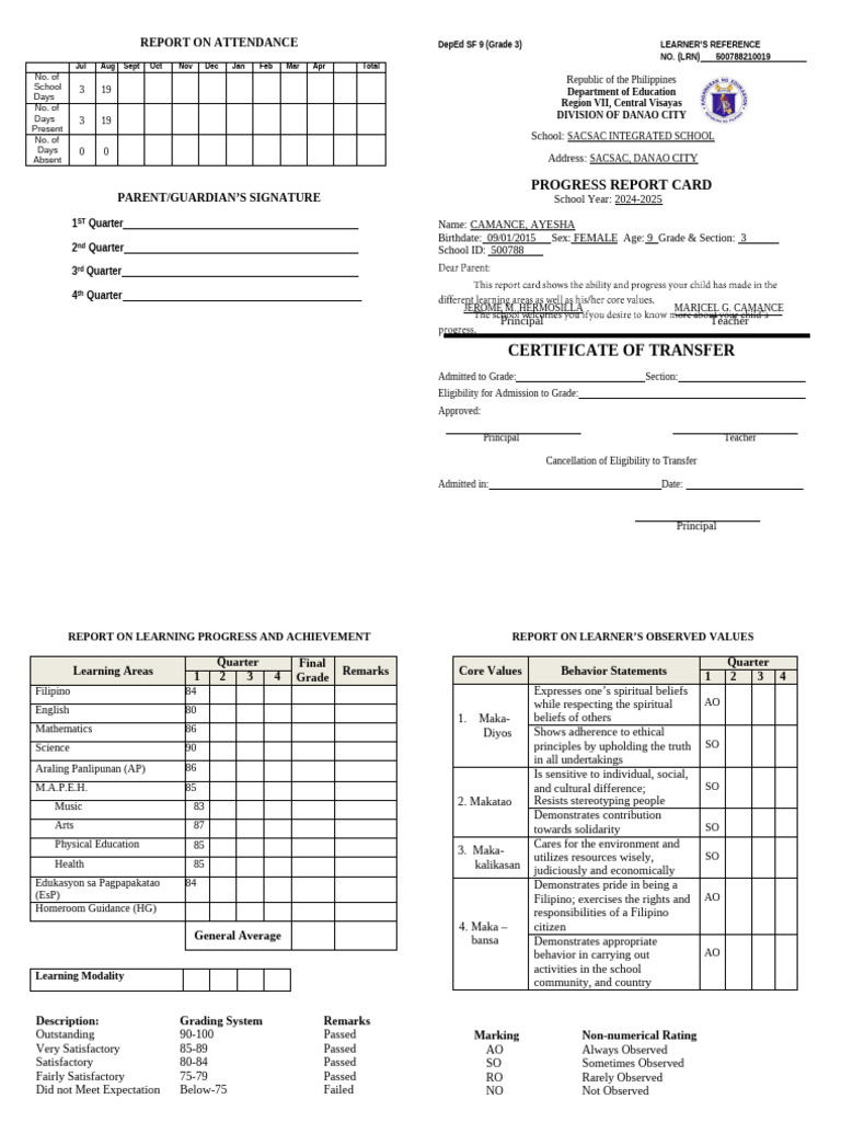 Card soft copy Grade 3 | PDF