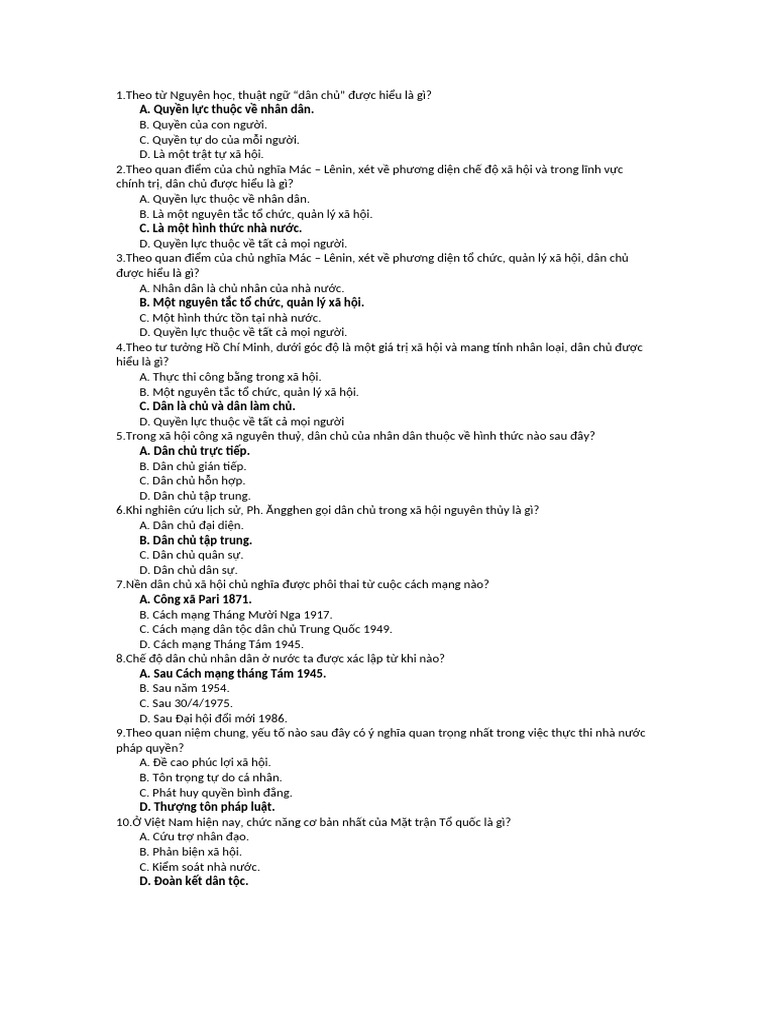 CNXH Chuong 4 Dan Chu | PDF