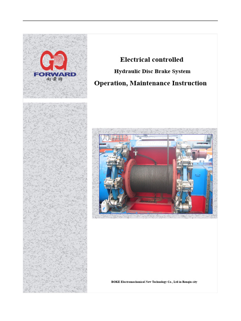 常温电控盘刹使用维护手册2020英文Hydraulic Disk Break System Maintenance Manual PDF