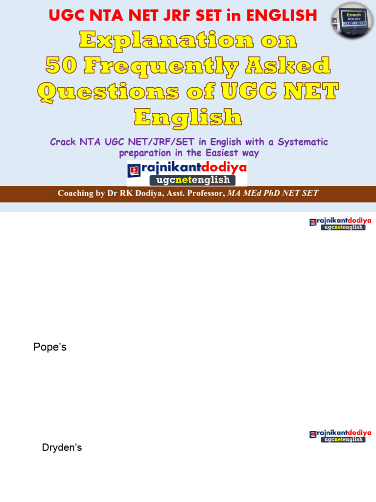 Key Topics for UGC NET English Exam | PDF | General Fiction