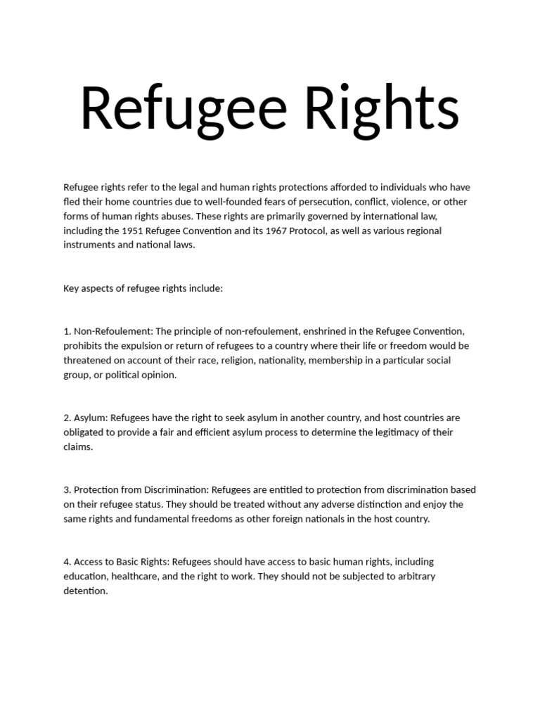 Refugee Rights | PDF | Refugee | Right Of Asylum