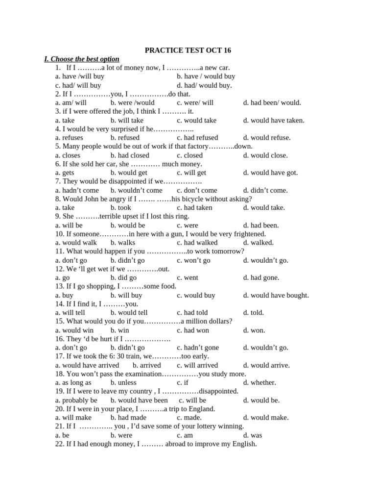 English Conditional Practice | PDF