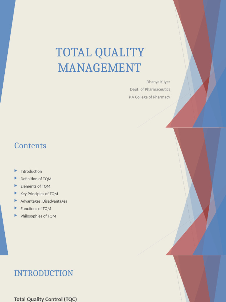 Total Quality Management Overview | PDF | Quality (Business) | Evaluation