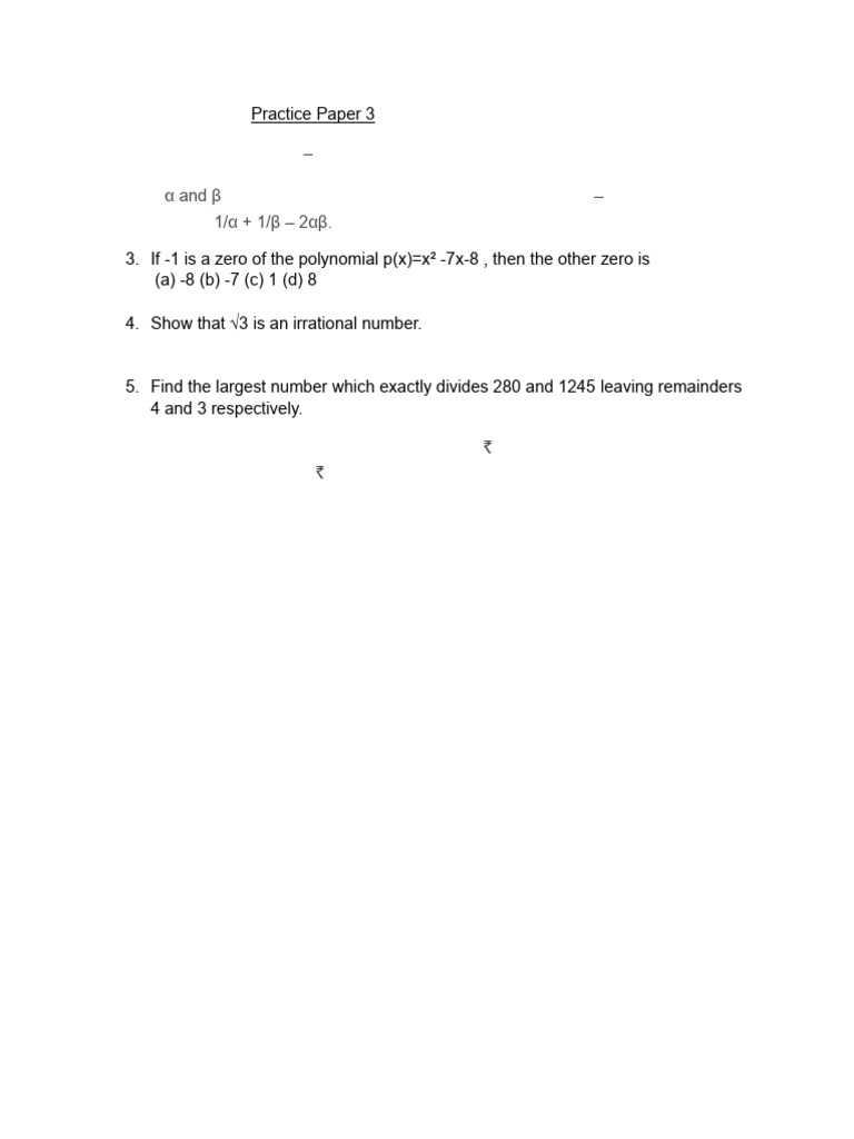 Math Practice Paper with Solutions | PDF | Teaching Methods & Materials