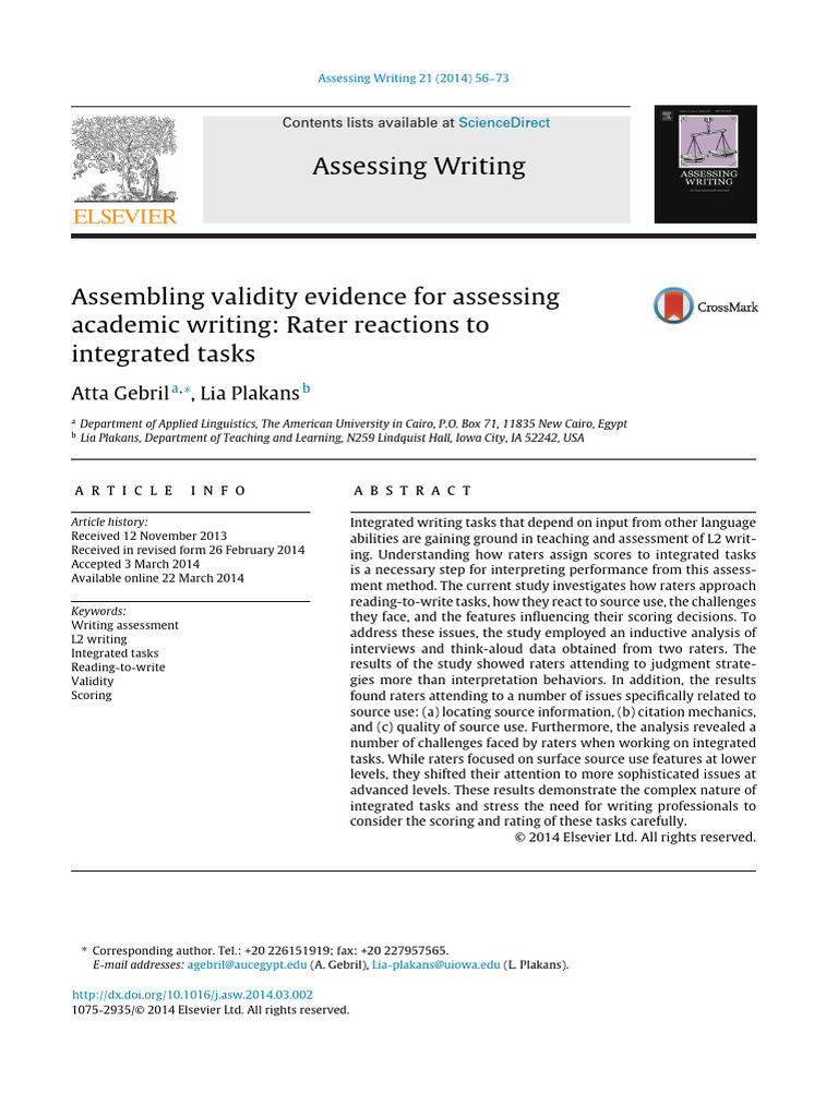 Assembling Validity Evidence For Assessing Academic Writing | PDF ...