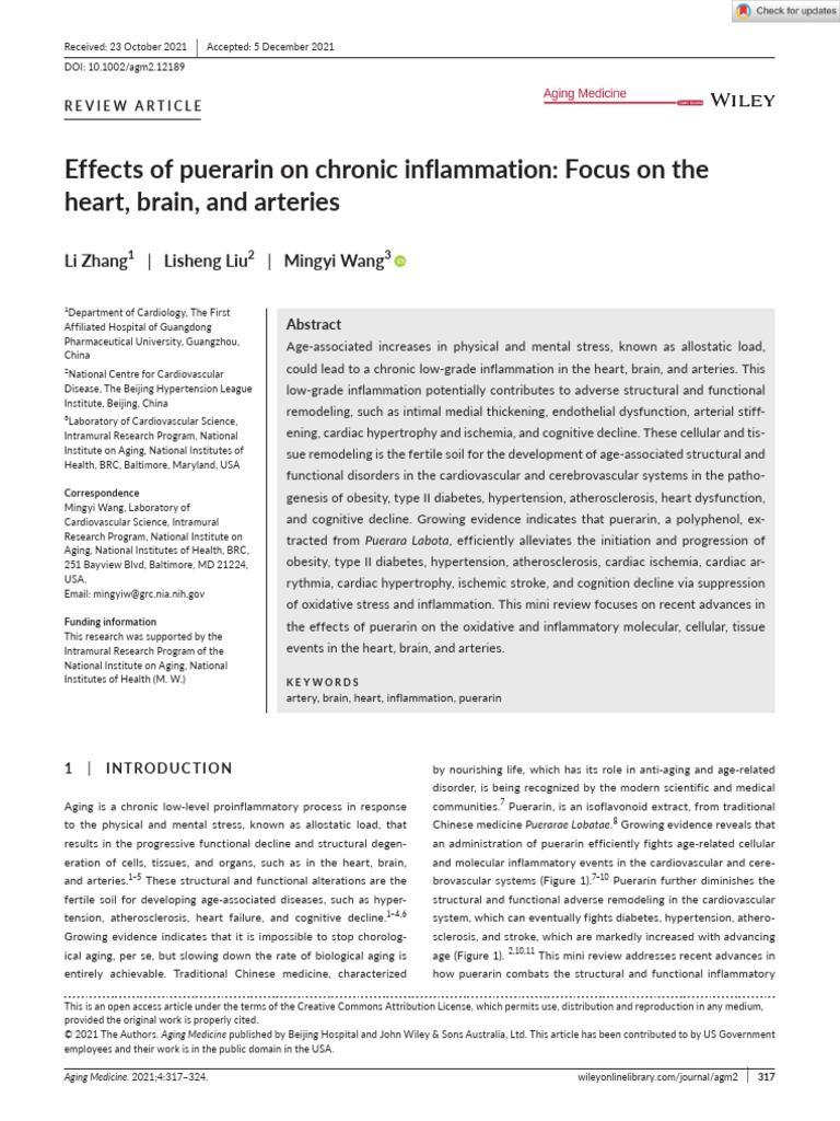 Aging Medicine - 2021 - Zhang - Effects of Puerarin On Chronic ...