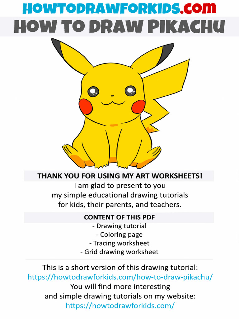 Pikachu Drawing Tutorial for Kids | PDF