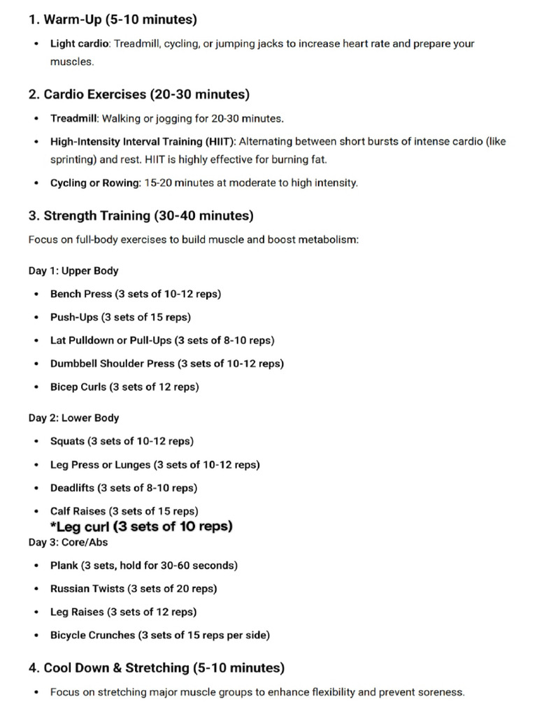 Full Body Exercises Routine | PDF