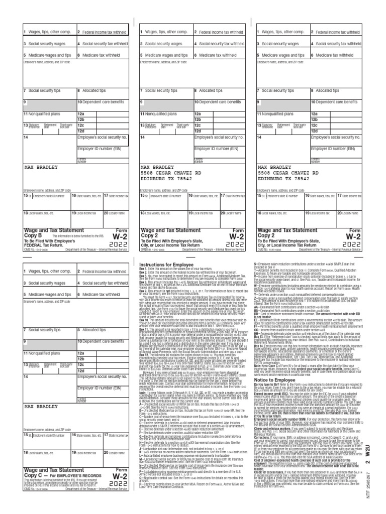 IRS Wage and Tax Statement Guide | PDF | Social Security (United States ...