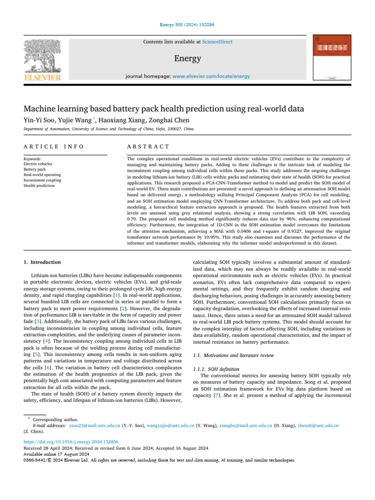 Machine Learning Based Battery Pack Health Prediction Using Real-World ...