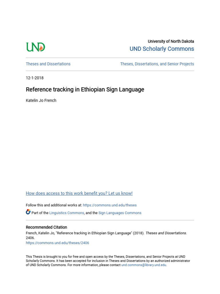 Ethiopian Sign Language Reference Tracking | PDF | American Sign ...