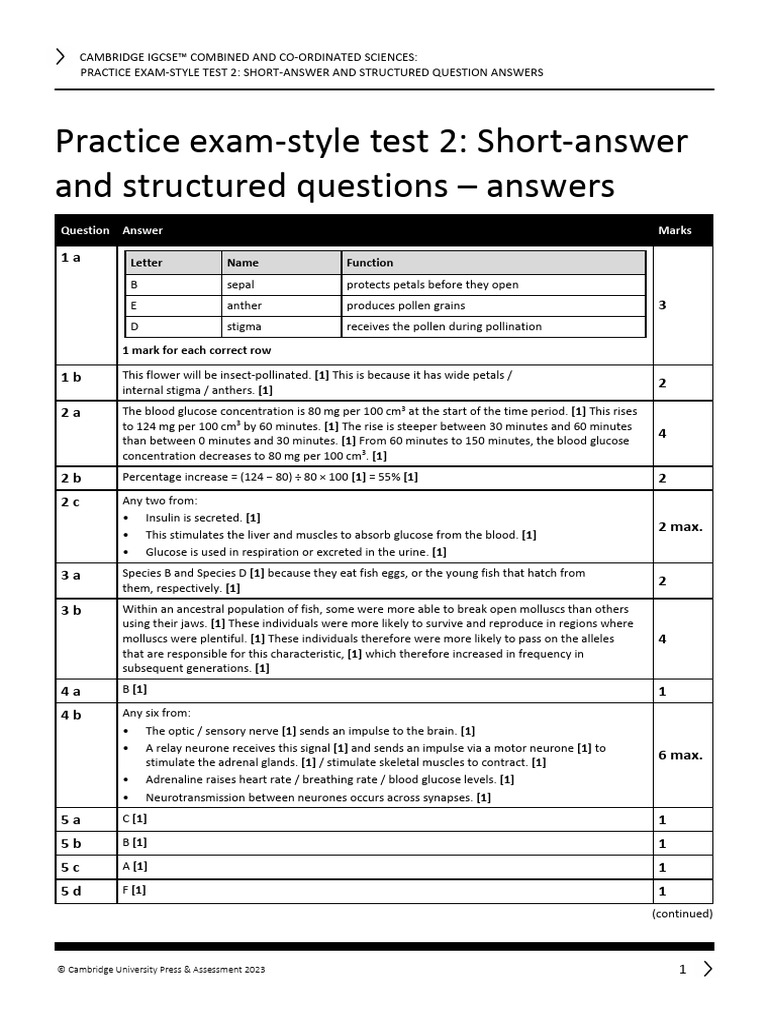 Igcse ccsbio 2ed tr end of course test 2 answers pdf petal