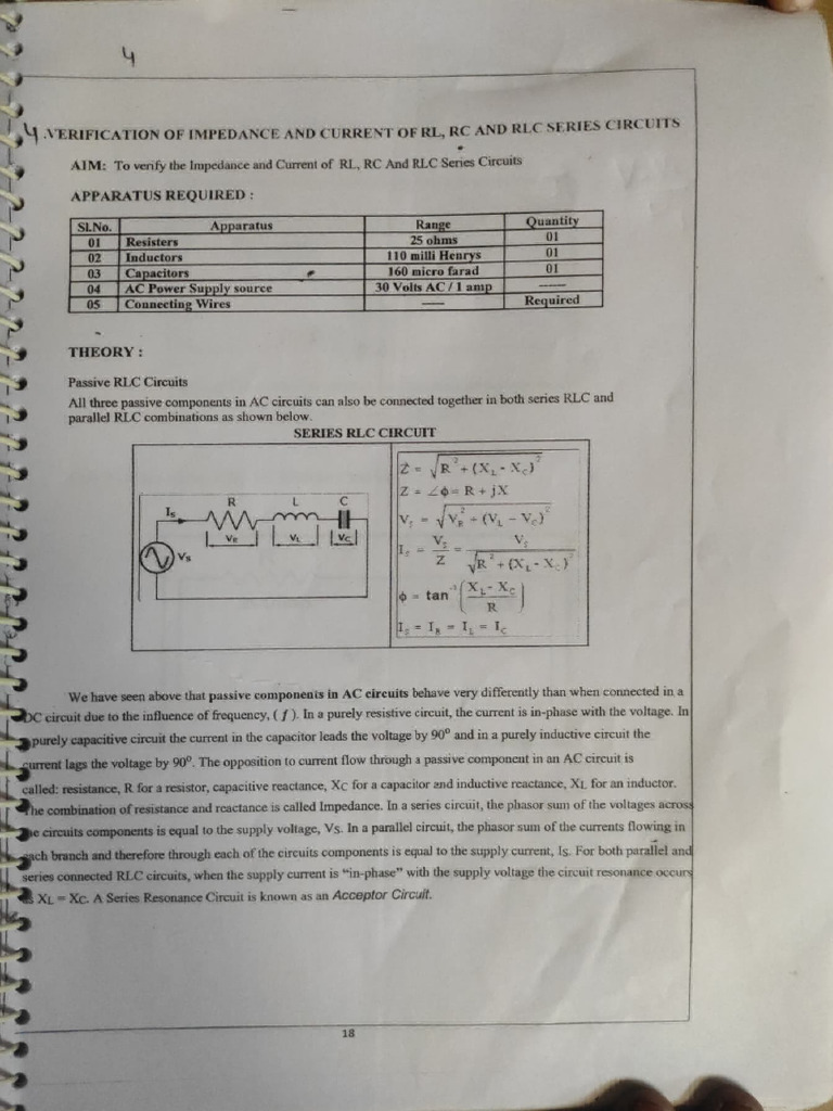 Impedance Verification in RLC Circuits | PDF | Electrical Impedance ...