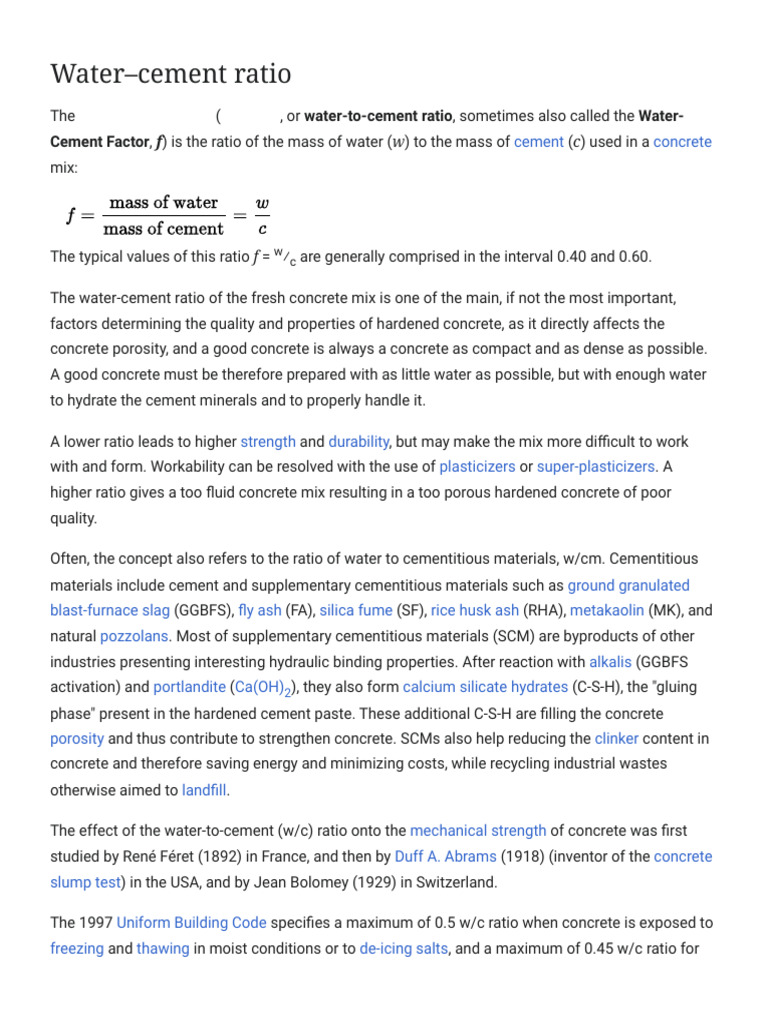 Impact of Water-Cement Ratio on Concrete Strength | PDF | Building ...