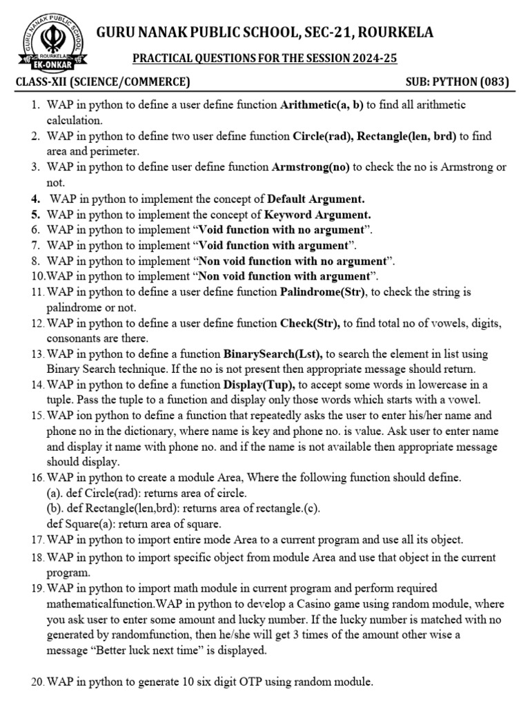 CLASS-XII(2024-25) | PDF | Area | Computer Programming