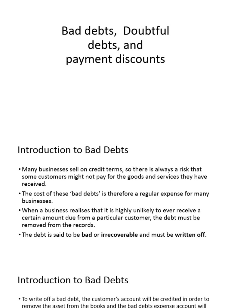 Understanding Bad Debts and Discounts | PDF | Debits And Credits ...