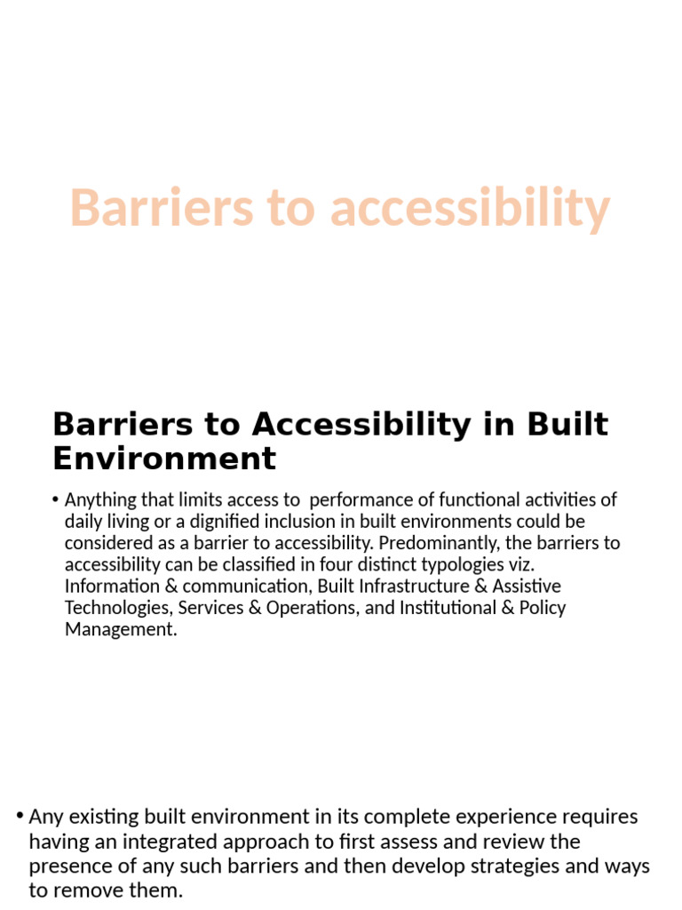 Barriers To Accessibility | PDF | Accessibility | Built Environment