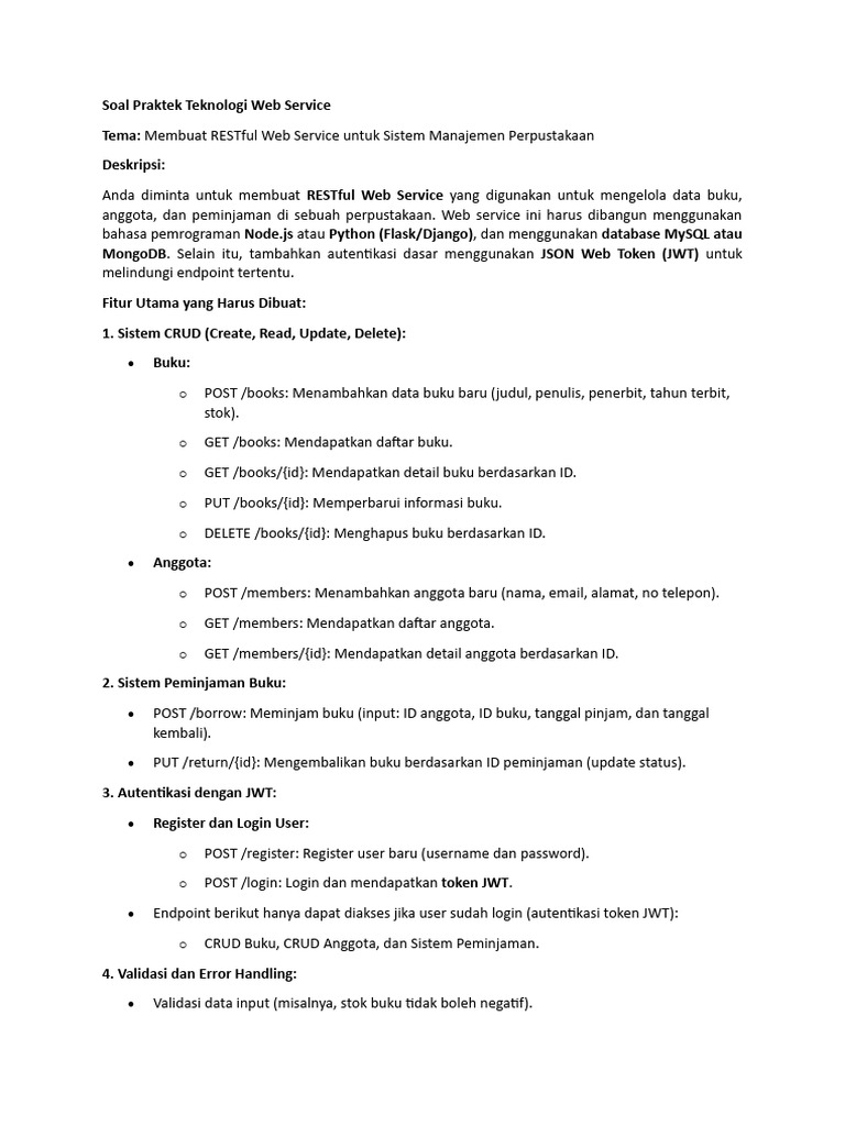 Soal Praktek Teknologi Web Service | PDF | Komputer