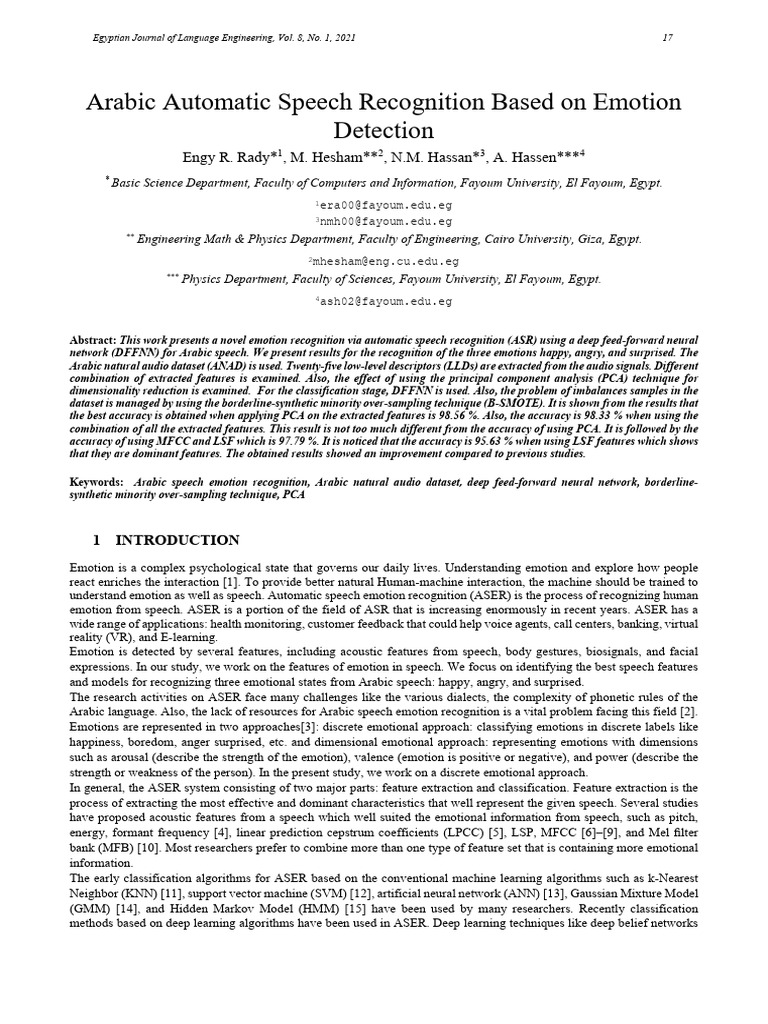 Arabic Speech Emotion Recognition System | PDF | Deep Learning ...