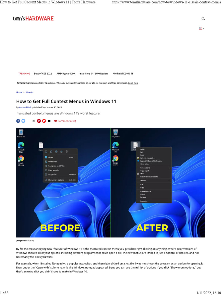 How to Get Full Context Menus in Windows 11 _ Tom's Hardware PDF