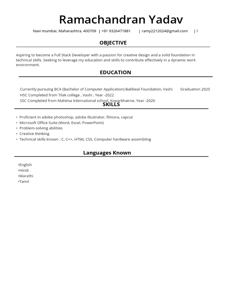 Aspiring Full Stack Developer Profile | PDF | Career & Growth | Business