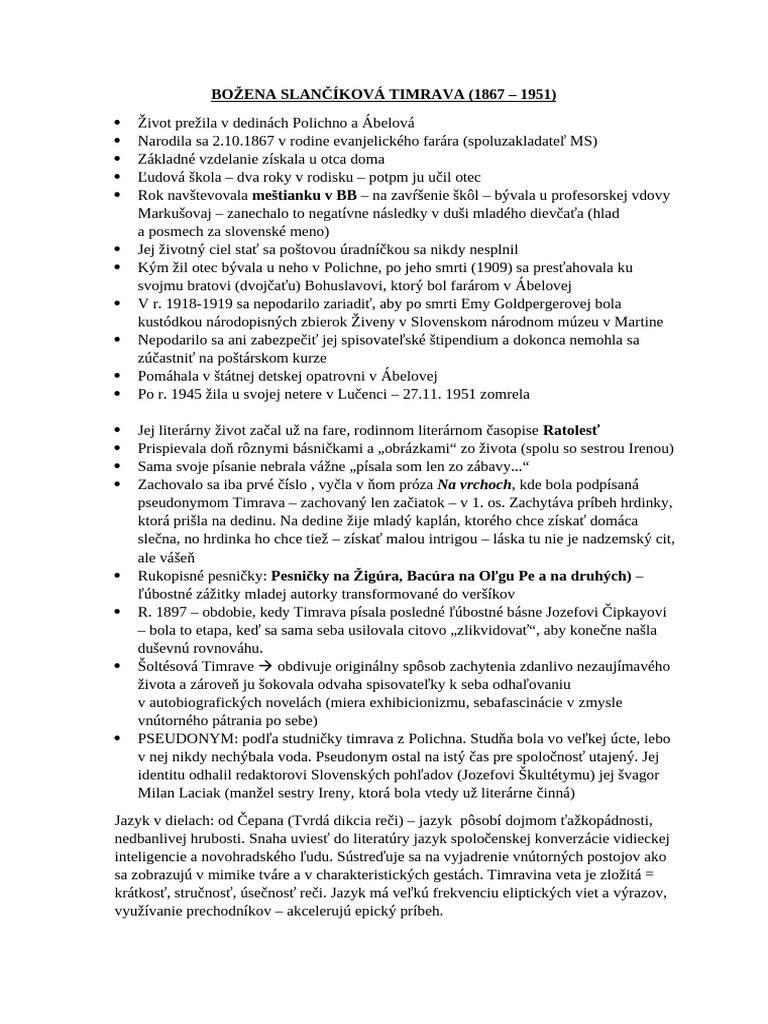 Božena Slančíková Timrava | PDF