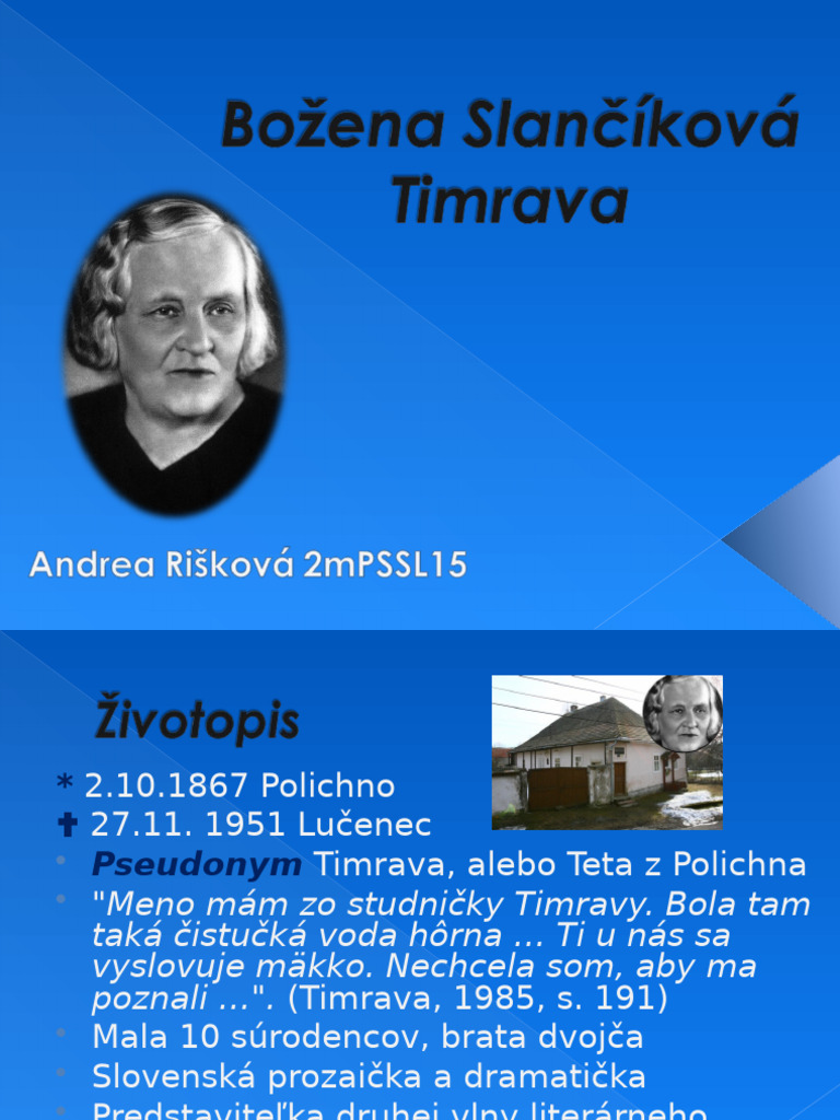 Božena Slančíková Timrava - Andrea Rišková | PDF