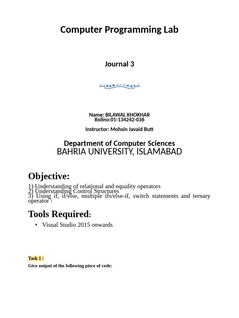 C++ Programming Lab Exercises and Tasks | PDF | Computer Programming ...