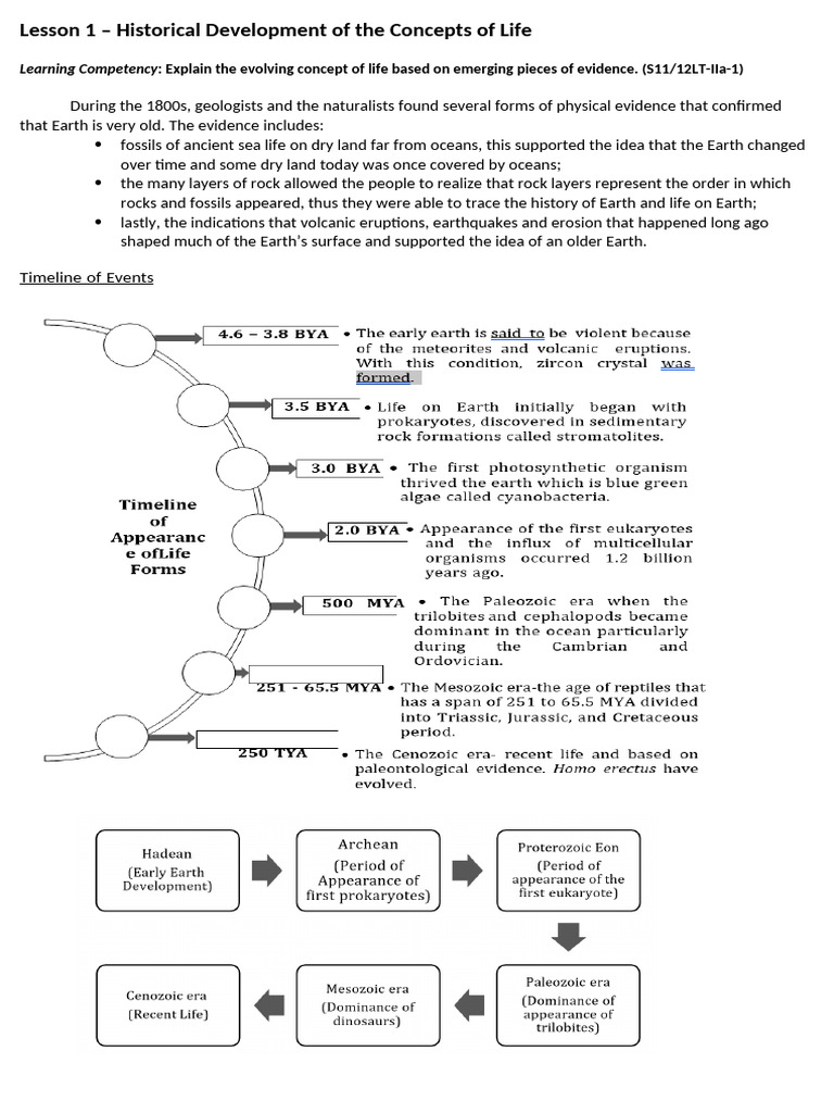 Evolution of Life Concepts Explained | PDF | Eukaryotes | Cell (Biology)