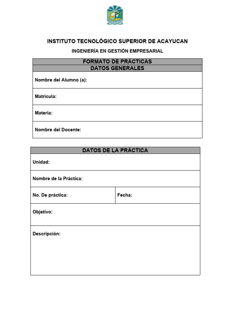 Formato de Prácticas de Ingeniería Empresarial | PDF