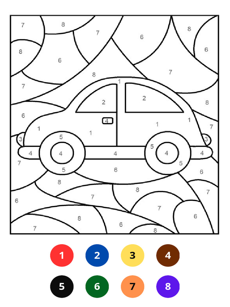 Color by number car coloring pages pdf pdf