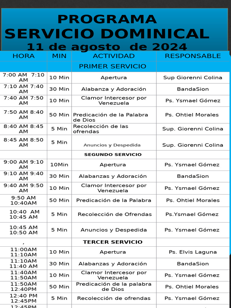 Programa Culto Dominical Final | PDF