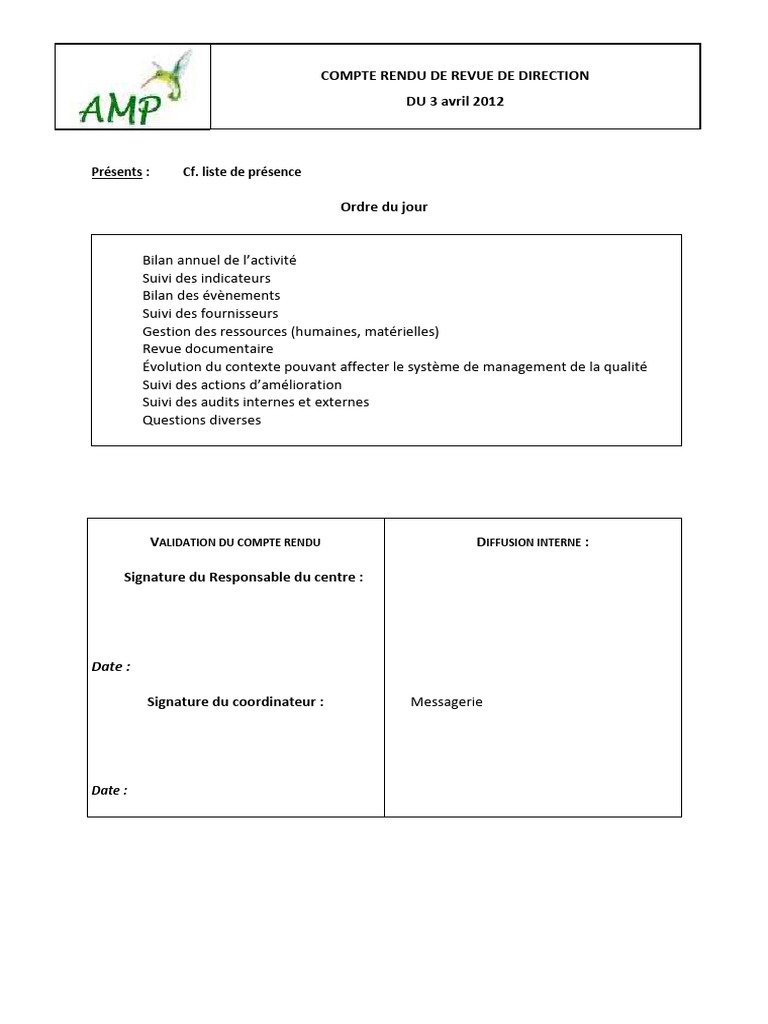 Compte Rendu Revue Direction 2012 | PDF | Fécondation in vitro | Audit