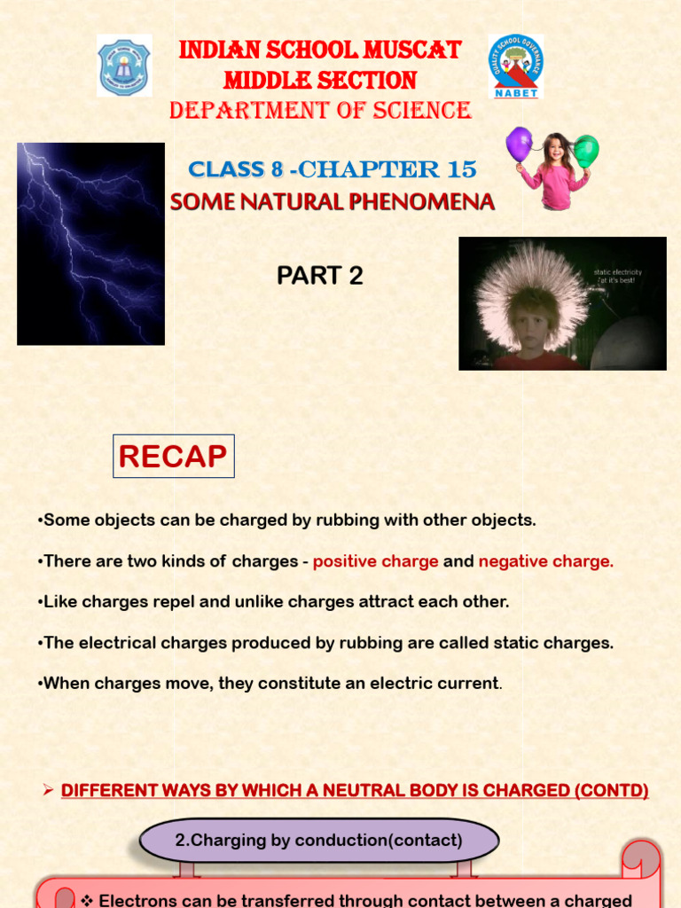 Cl 8 Sci Ch 15 Some Natural Phenomena Part 2 Pdf Electric Charge