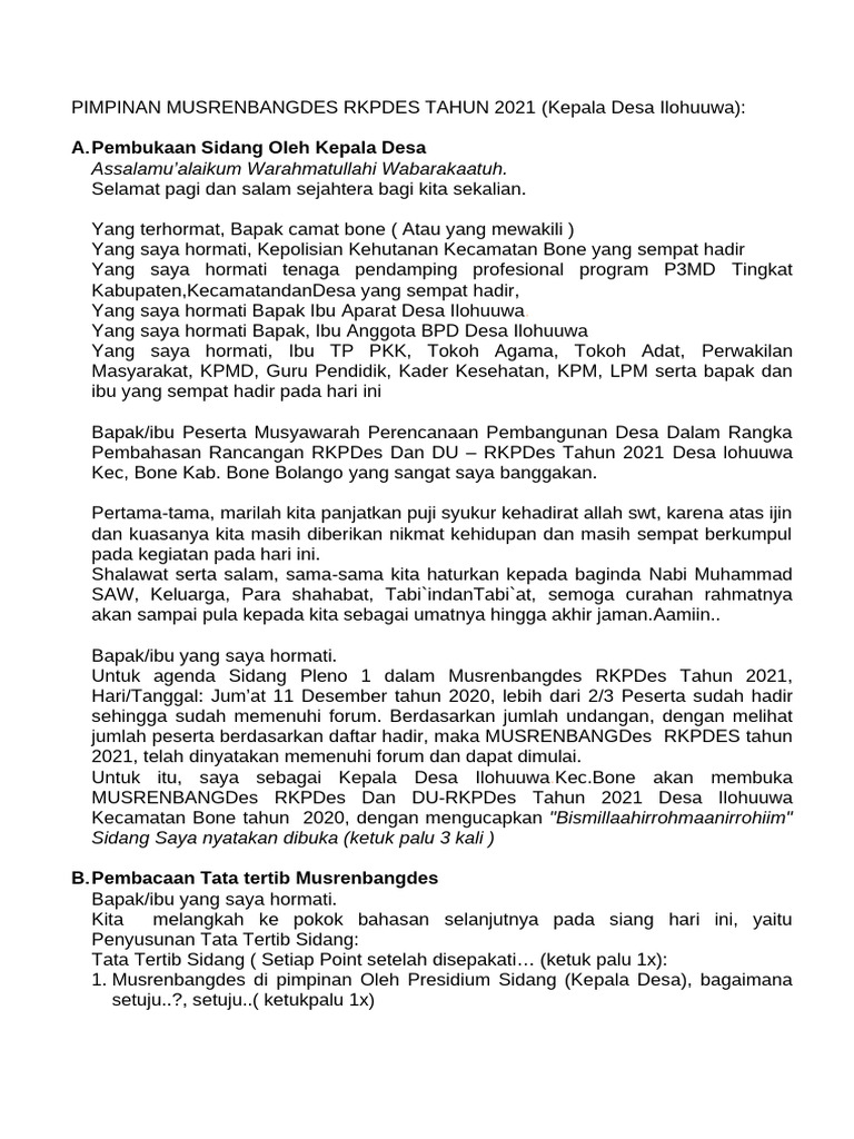 Musrenbangdes RKPDes 2021 Ilohuuwa | PDF | Karier & Perkembangan ...