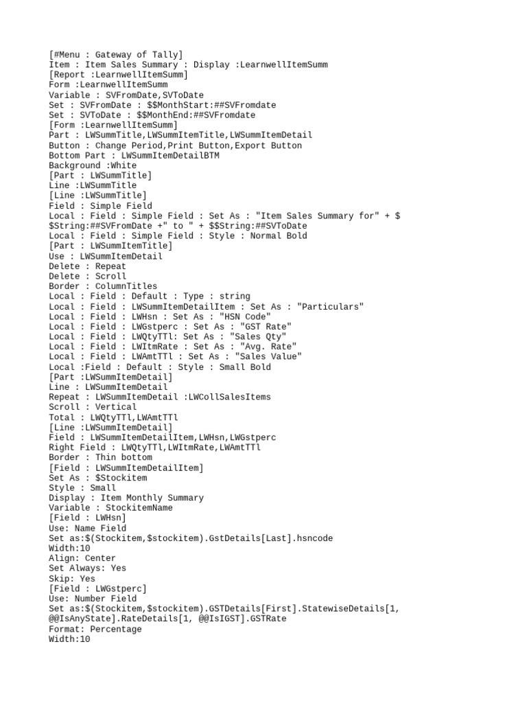Item Sales Summary Report Template | PDF | Computing | Computer Programming