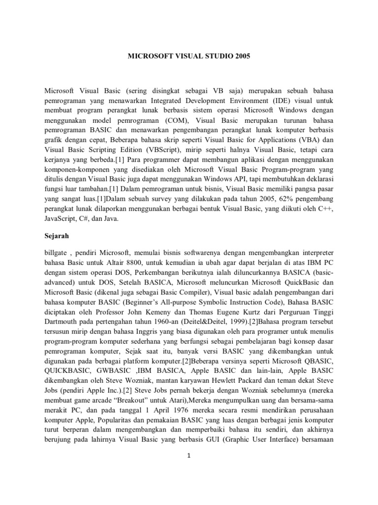 Panduan Microsoft Visual Basic 2005 | PDF