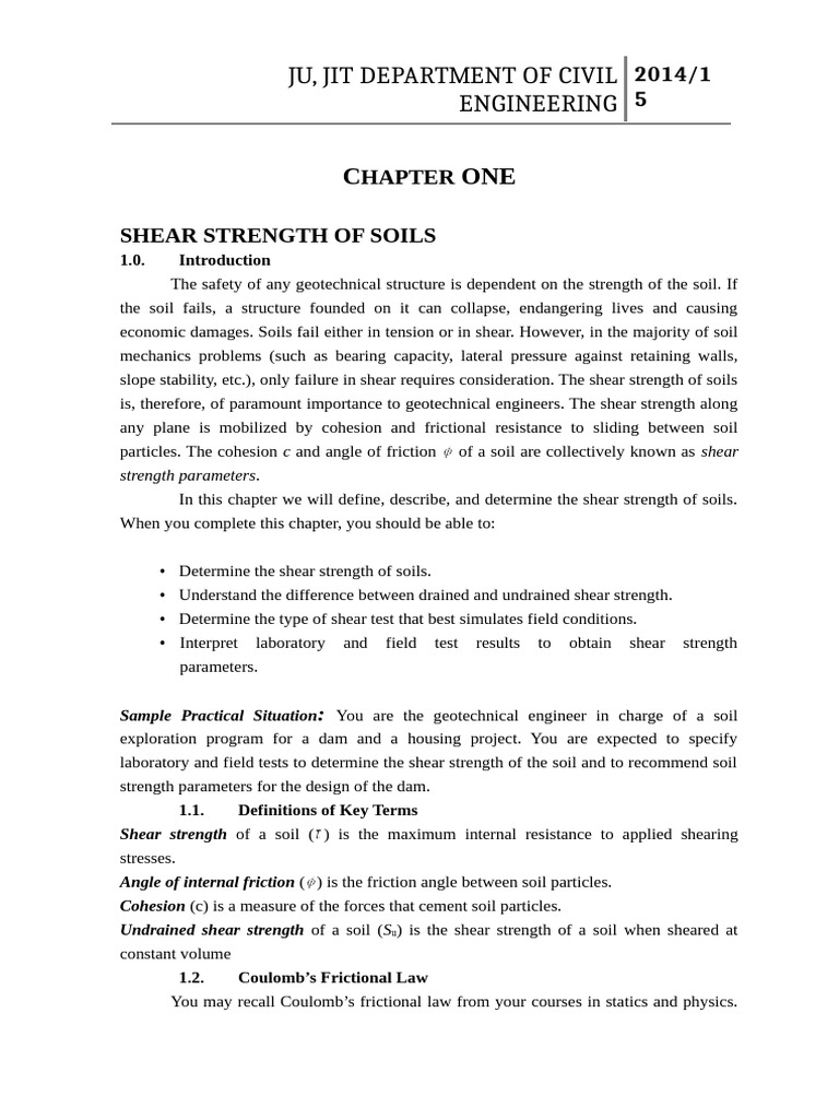Shear Strength of Soils Explained | PDF | Soil Mechanics | Stress ...