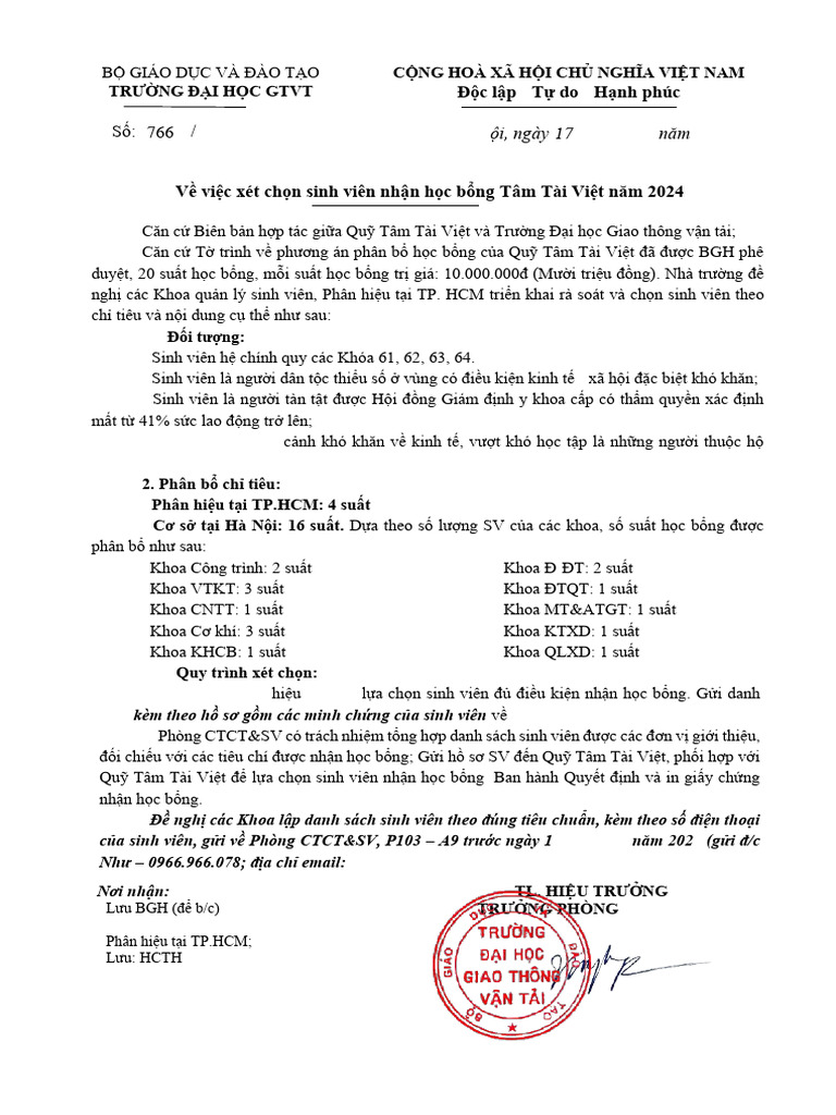 Thông Báo: Số: /Tb-Ctct&Sv | PDF