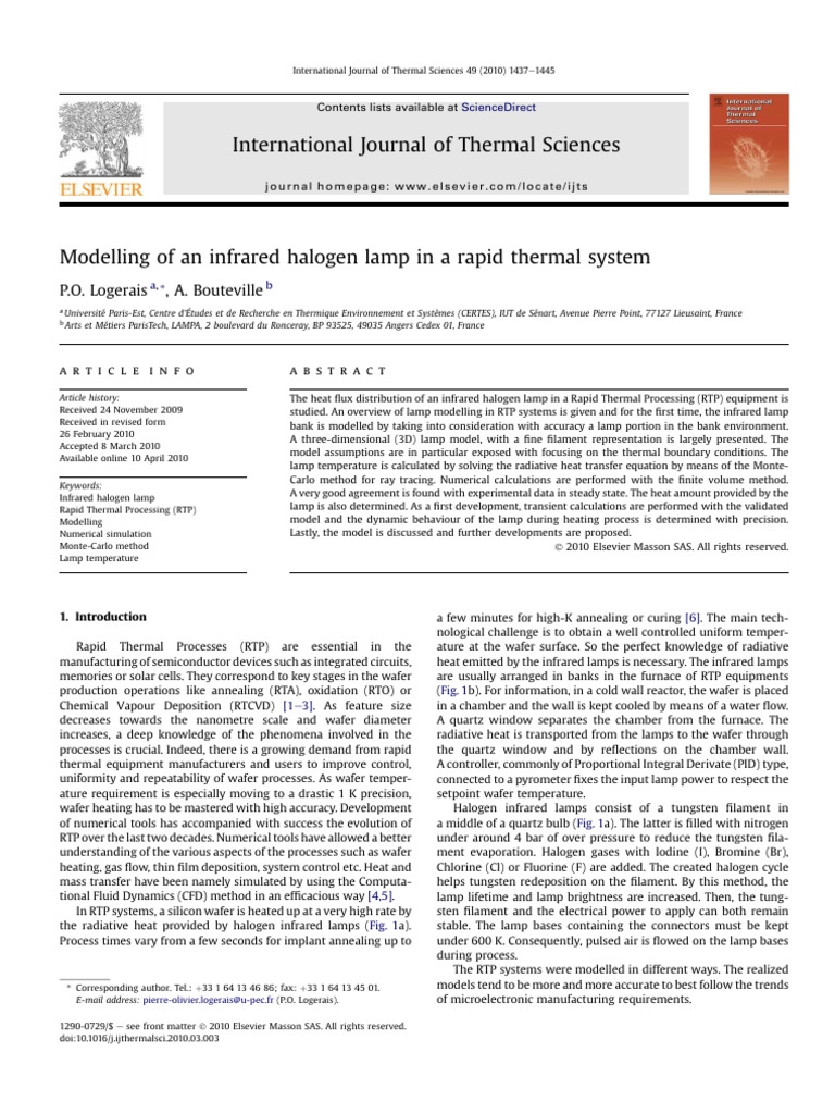 Infrared Lamp Modelling in RTP Systems | PDF | Incandescent Light Bulb ...
