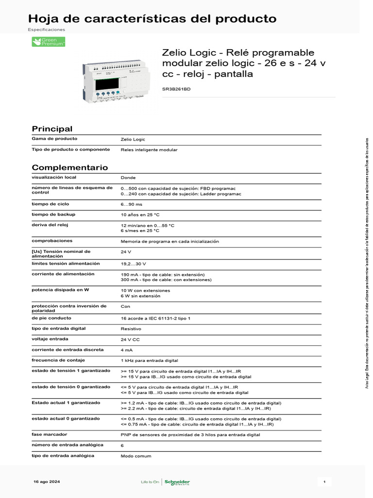 Especificaciones de Zelio Logic | PDF | Red eléctrica | Residuos