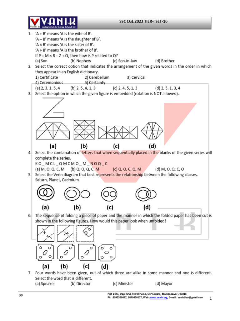 SSC CGL 2022 Tier-I Practice Set | PDF | Mirror