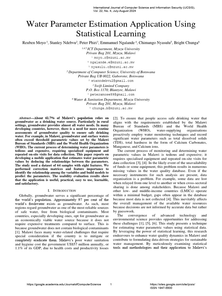 Water Parameter Estimation Application U | PDF | Errors And Residuals ...