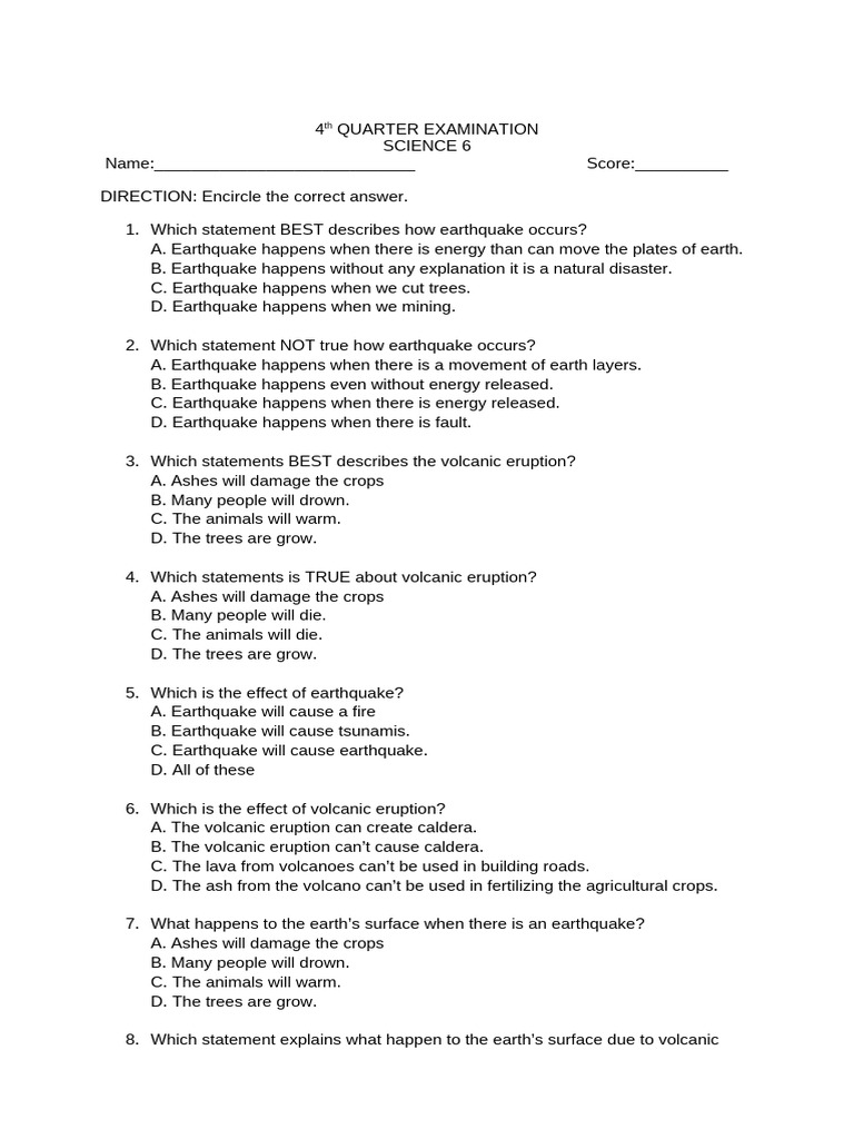 Fourth quarter examination 6 pdf planets in astrology volcano