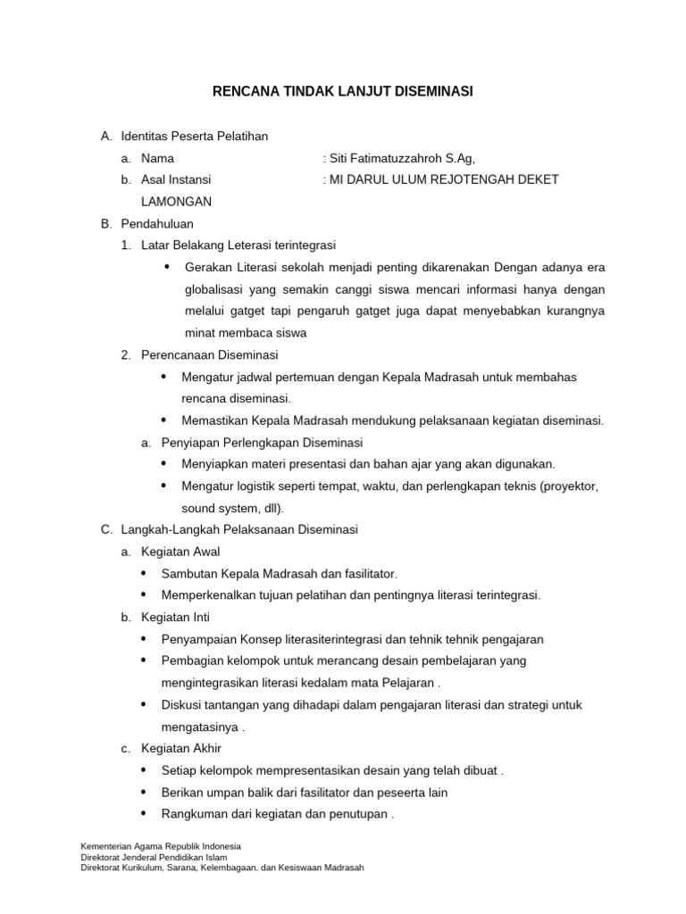 Format RTL Diseminasi | PDF