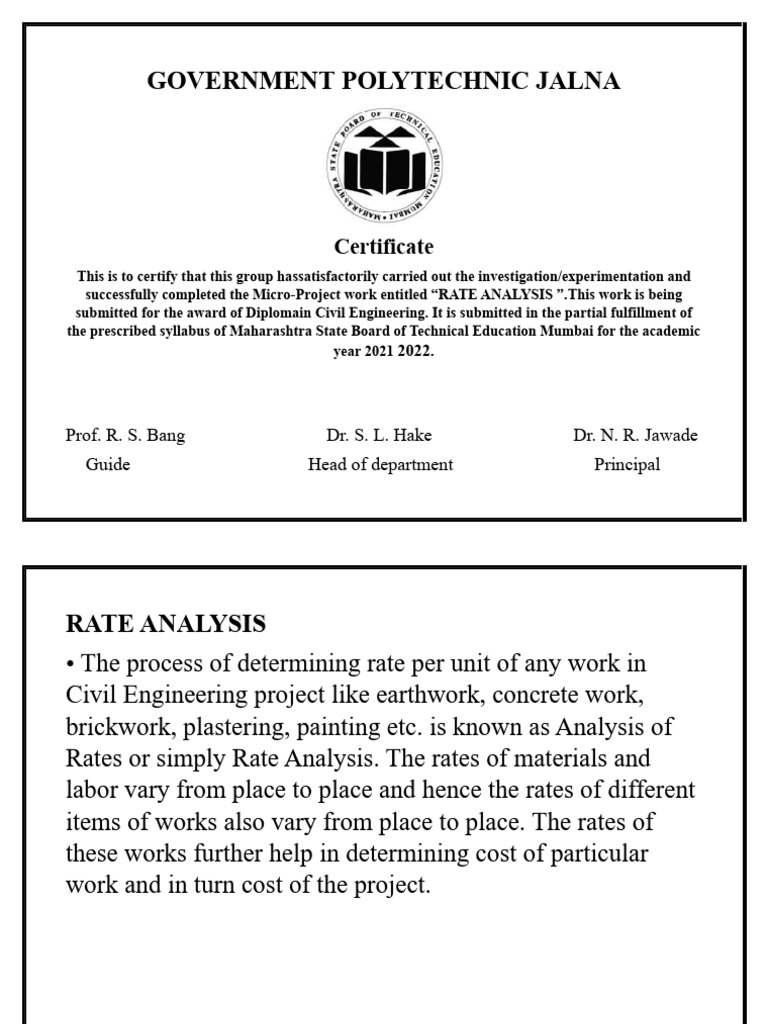 Requirements Of Rate Analysis